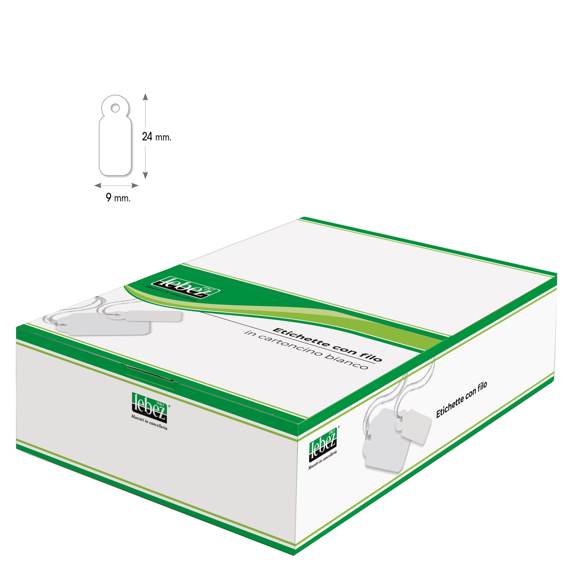Etichette con filo A384 - 9 x 24 mm - bianco - Lebez - conf. 1000 pezzi - image 1