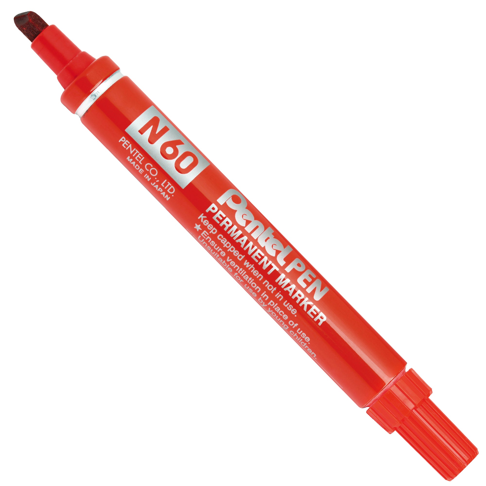 Marcatore permanente N60 - punta scalpello - rosso - Pentel - image 1