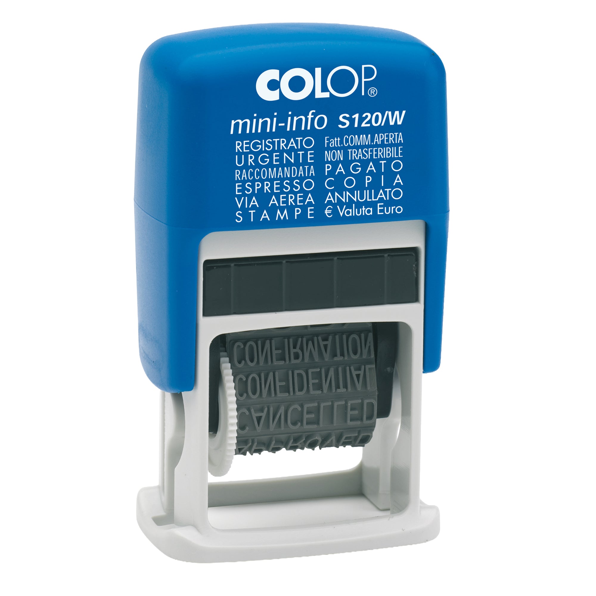 Timbro Mini Info S120/W Polinomio - 12 diciture 4 mm - autoinchiostrante - Colop - image 1