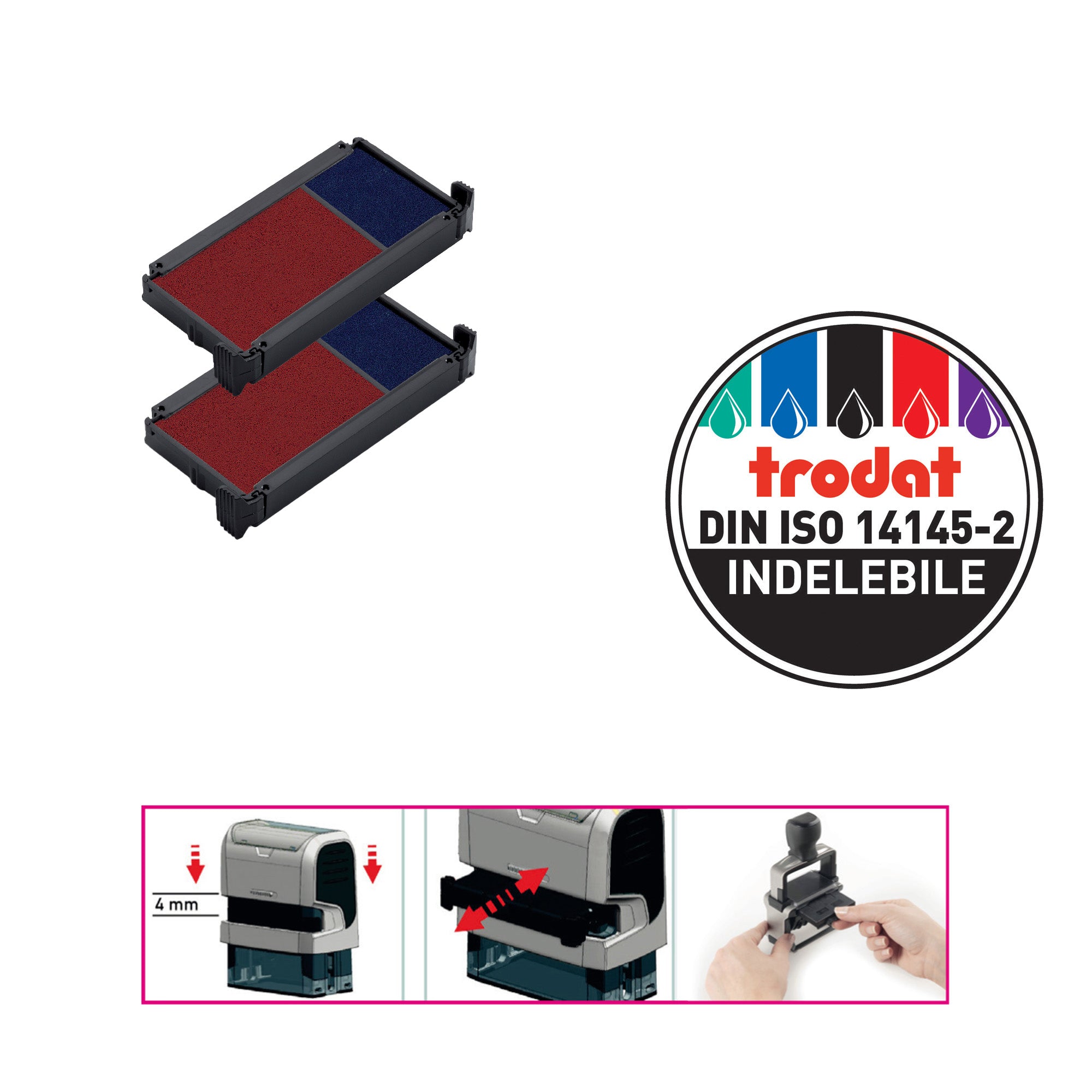 Tamponi 6/4912-2 - blu/rosso - Trodat - Blister 2 pezzi - image 1