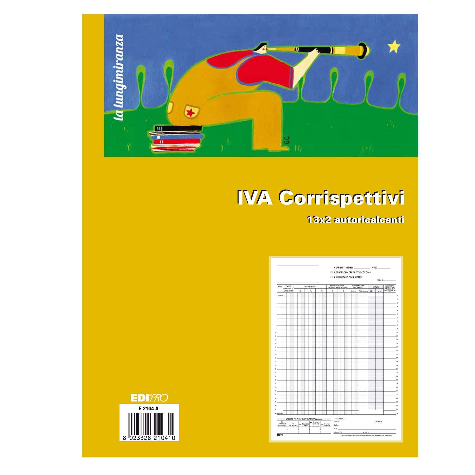 Registro prima nota Iva corrispettivi - 13/13 fogli autoricalcanti - 29,7 x 23cm - Edipro - image 1