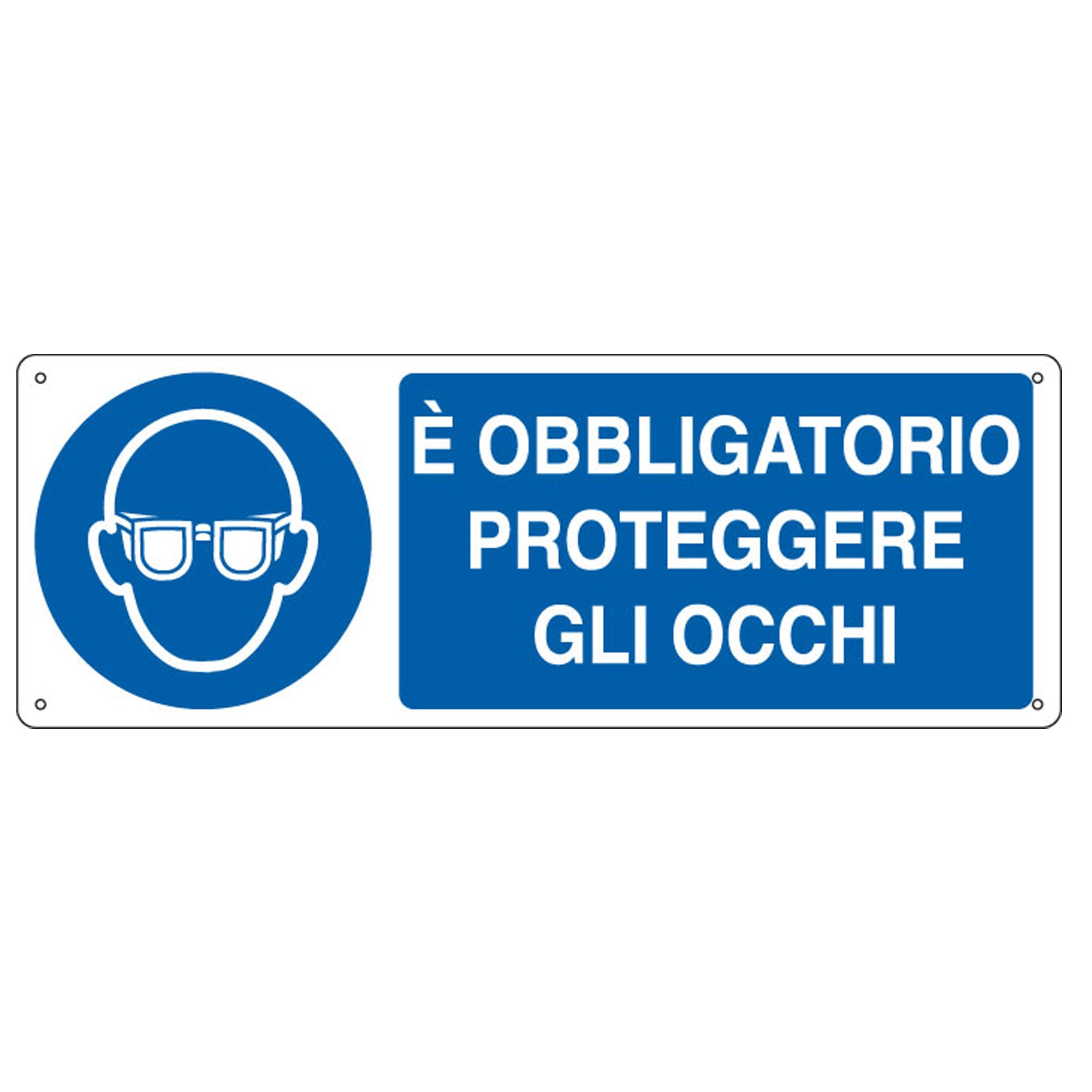 Cartello segnalatore - 35x12,5 cm - E' OBBLIGATORIO PROTEGGERE GLI OCCHI - alluminio - Cartelli Segnalatori - image 1