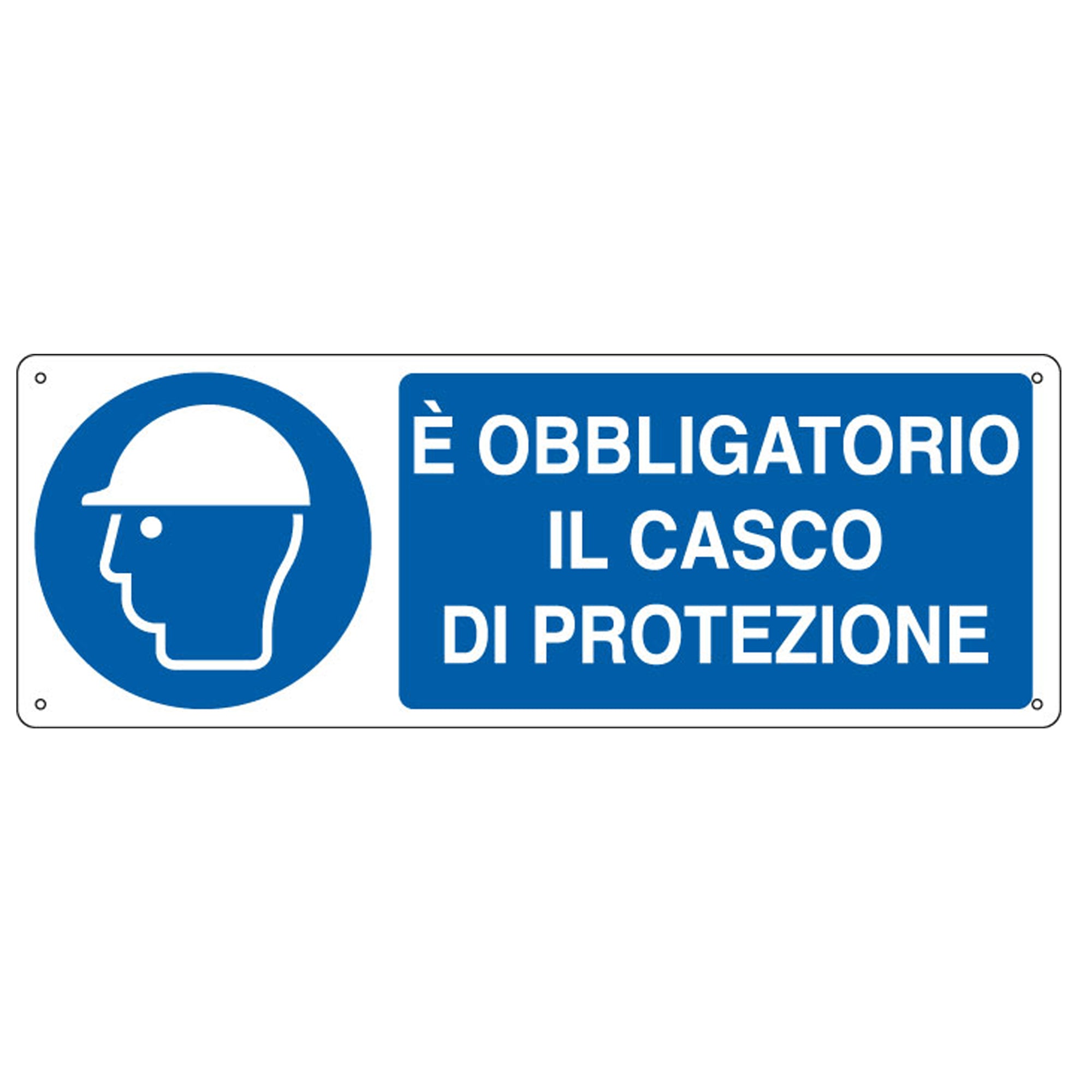 Cartello segnalatore - 35x12,5 cm - E' OBBLIGATORIO IL CASCO DI PROTEZIONE - alluminio - Cartelli Segnalatori - image 1