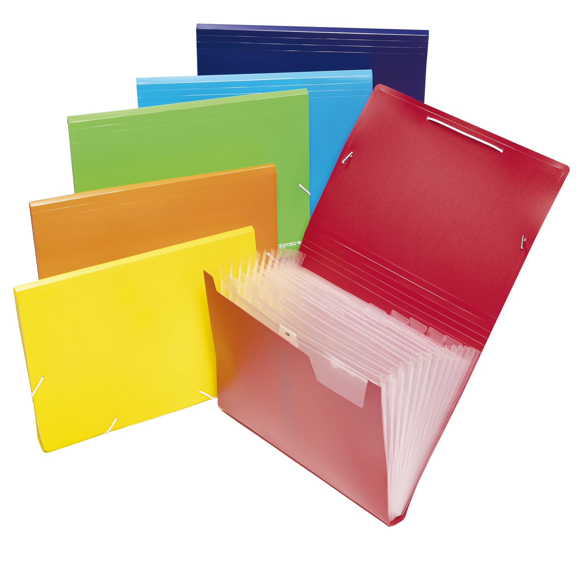 Portadocumenti a soffietto - 12 tasche - A4 - PP - colori assortiti - Colorosa - image 1
