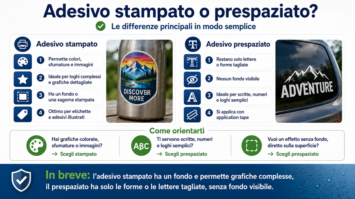 Che differenza c'è tra adesivo stampato e adesivo prespaziato?