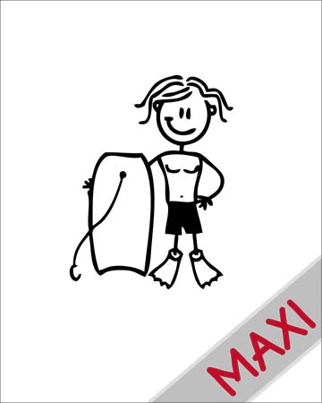 Bambino con tavola da bodyboard - Maxi Adesivi Famiglia per Camper