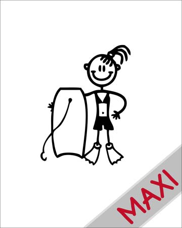 Bambina con tavola da bodyboard - Maxi Adesivi Famiglia per Camper