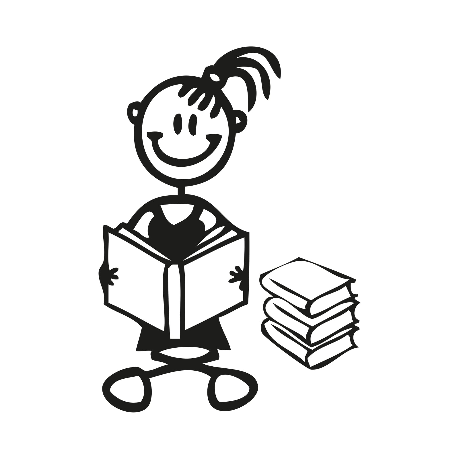 Bambina con libri - Adesivi Famiglia