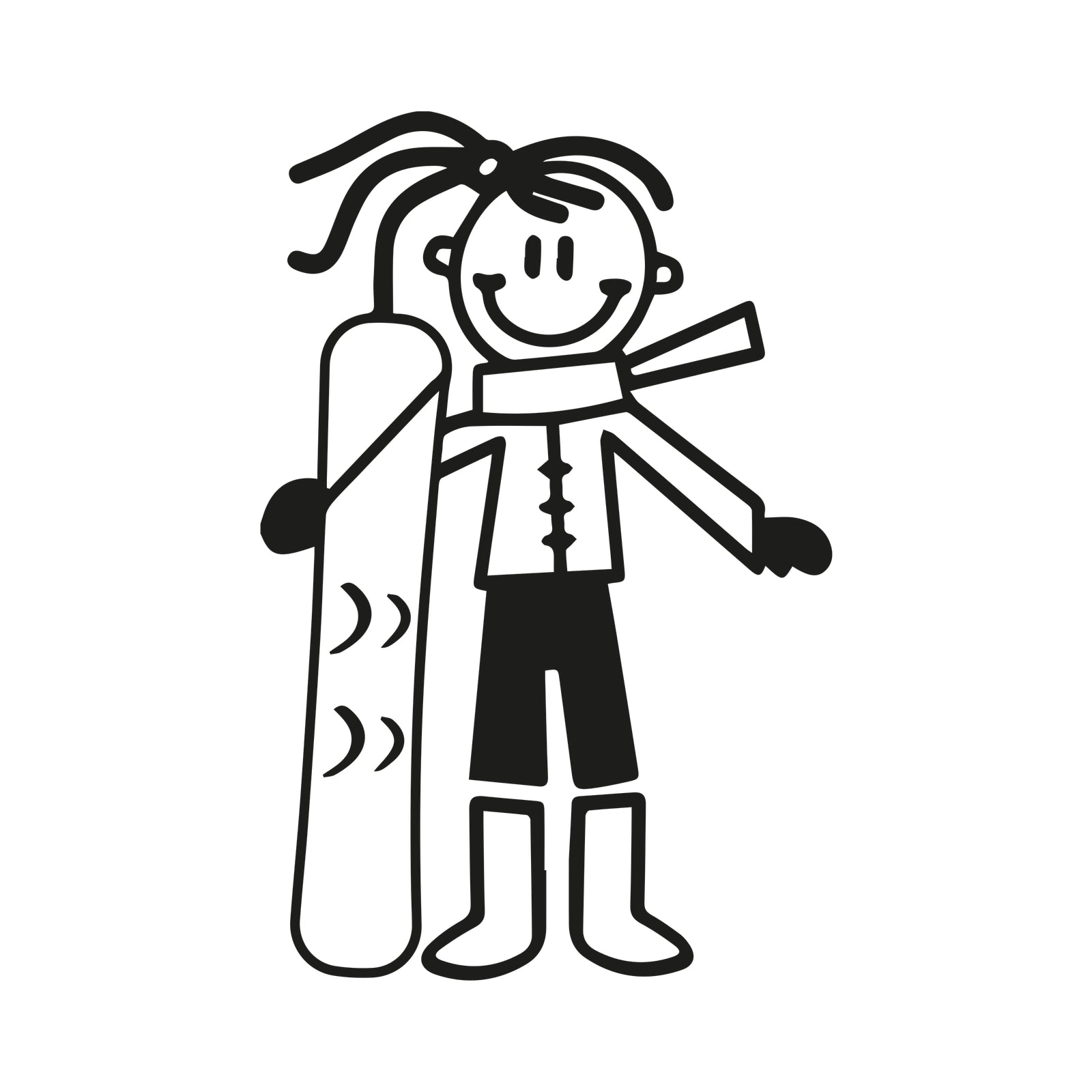 Bambina con lo snowboard - Adesivi Famiglia