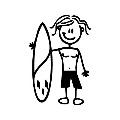 Bambino con surf - Adesivi Famiglia