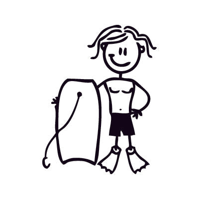 Bambino con tavola da bodyboard - Adesivi Famiglia