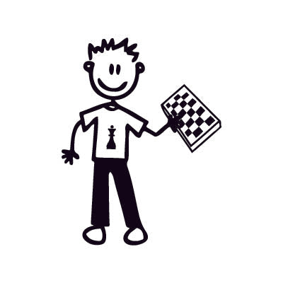 Bambino con scacchiera - Adesivi Famiglia