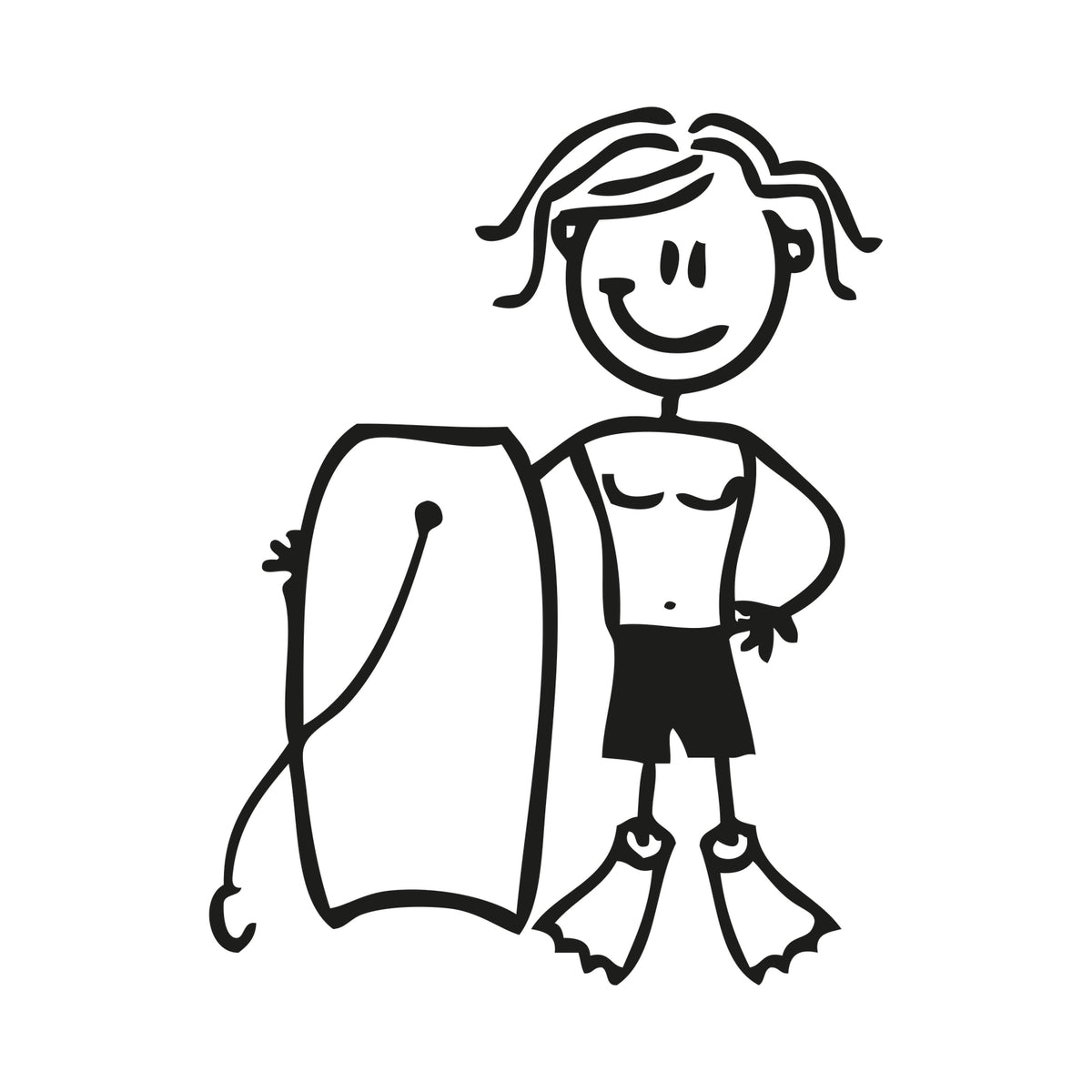 Bambino con tavola da bodyboard - Adesivi Famiglia