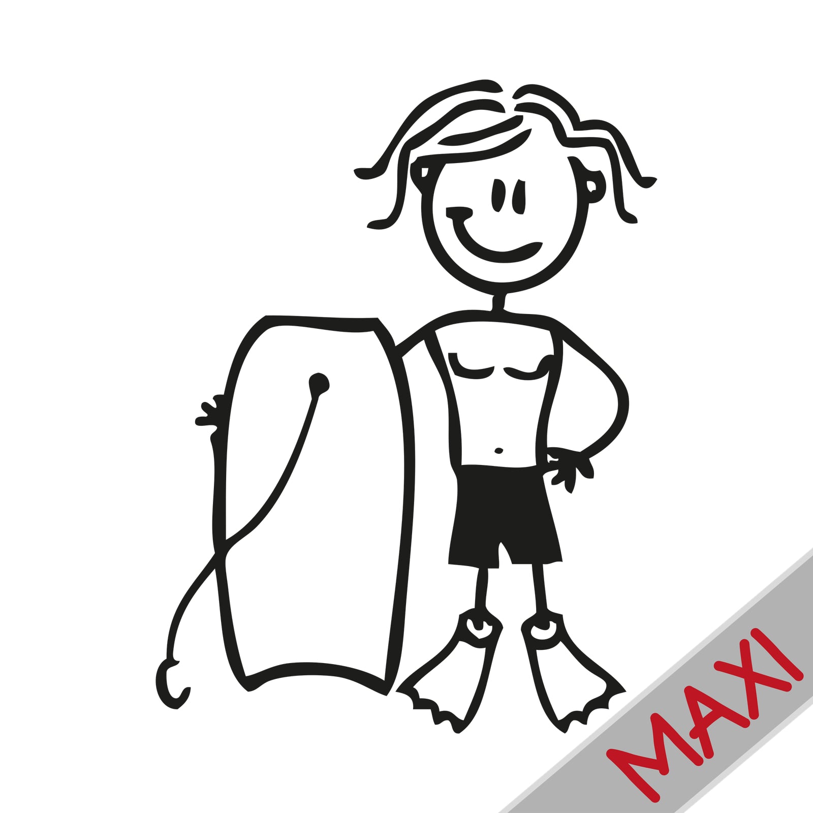 Bambino con tavola da bodyboard - Maxi Adesivi Famiglia per Camper
