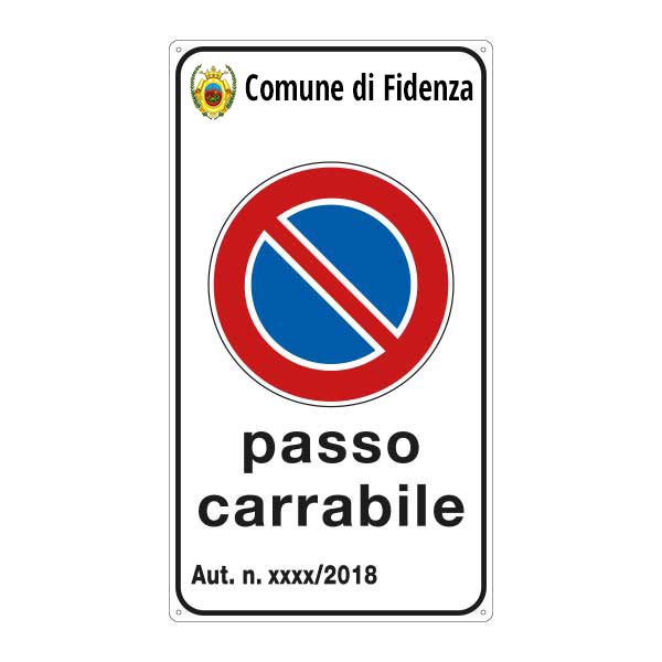 Cartello "Passo Carrabile" personalizzabile con stemma