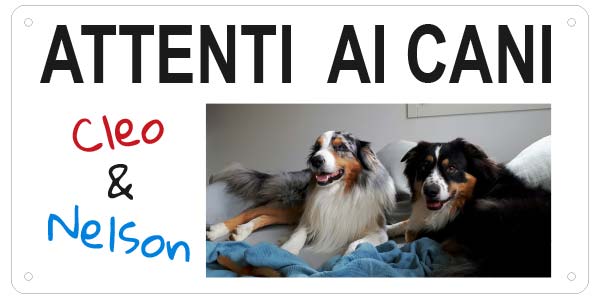 Cartello "Attenti al Cane" (personalizzato)