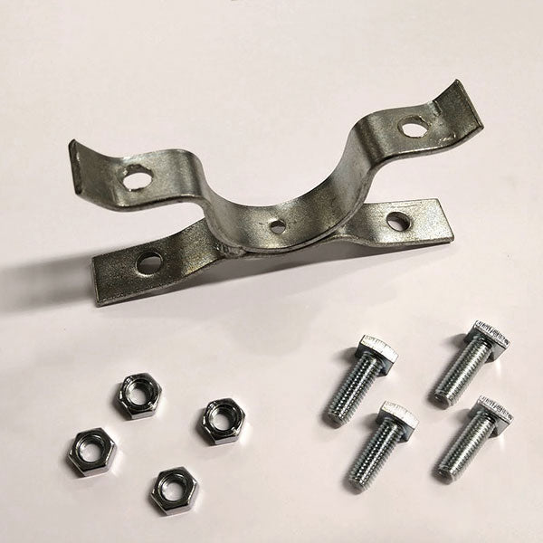 Collare metallico doppio per fissaggio bifacciale di cartelli scatolati