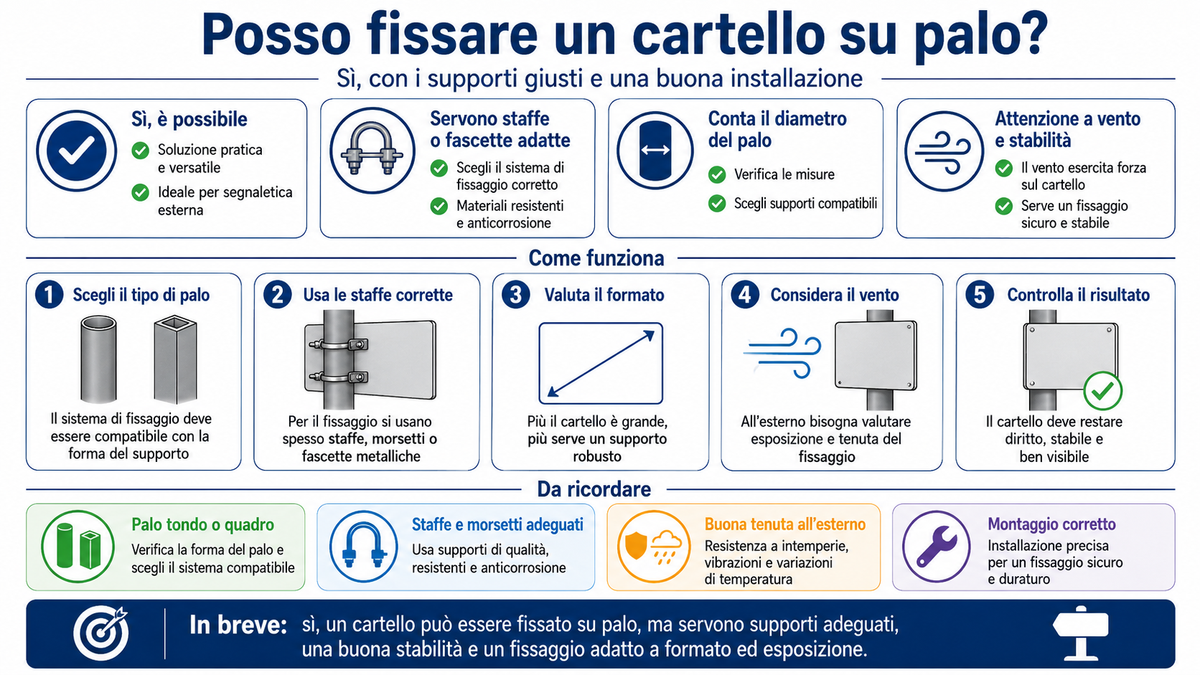Posso fissare un cartello su palo?