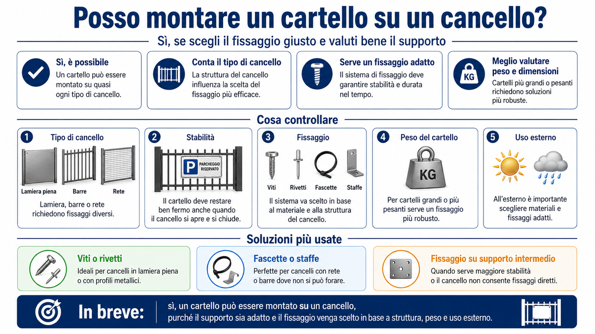 Posso montare un cartello su un cancello?
