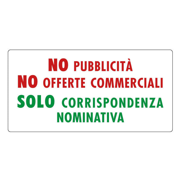 Adesivo "No Pubblicità - Solo corrispondenza nominativa"