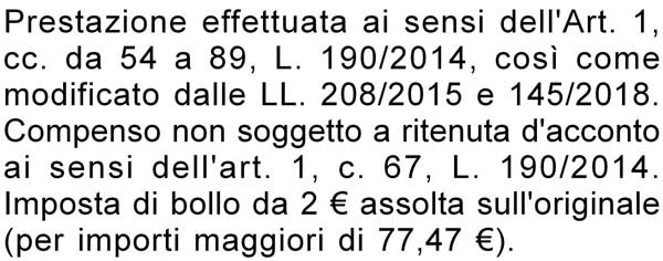 Timbro per prestazione con compenso non soggetto a ritenuta d'acconto