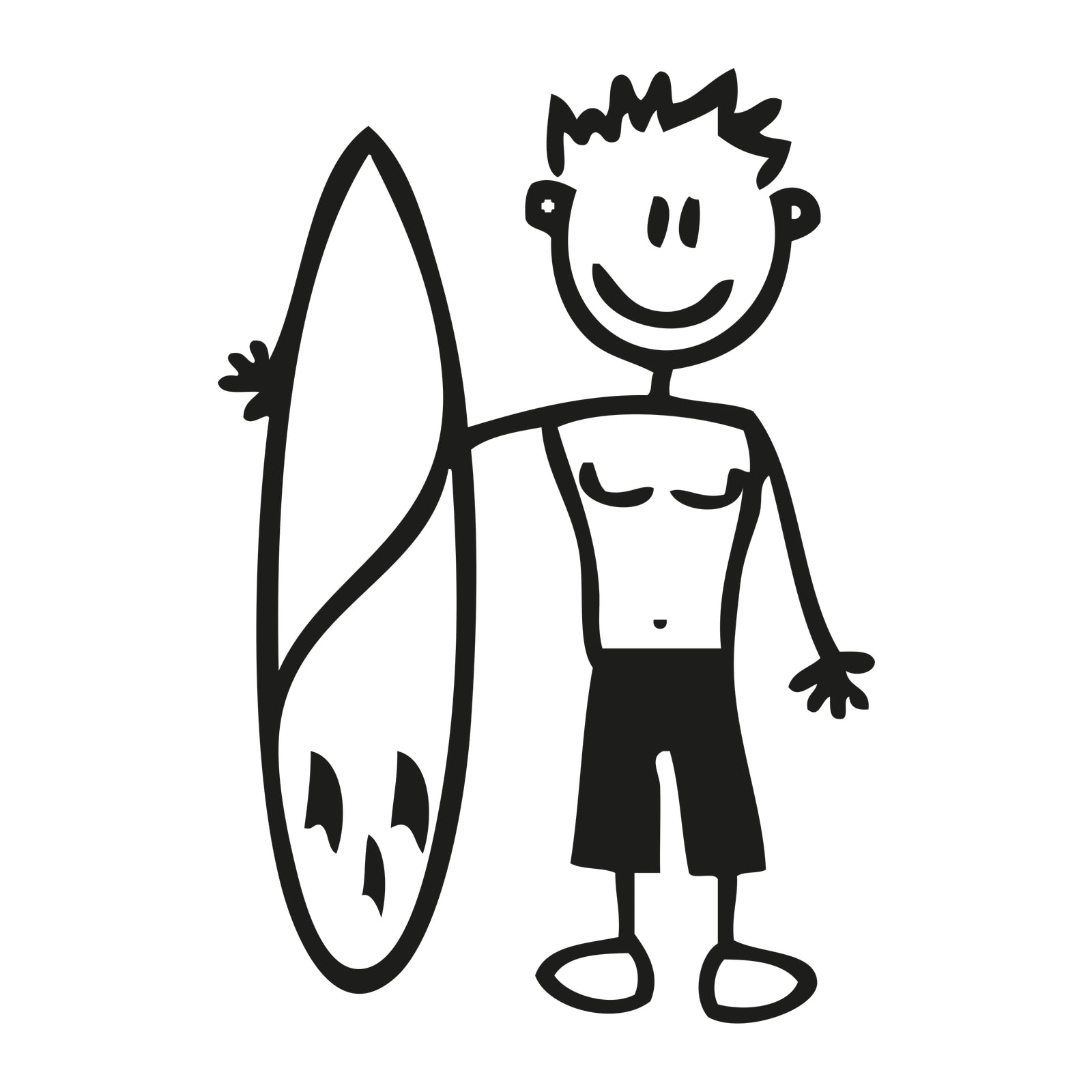 Papà con surf - Adesivi Famiglia