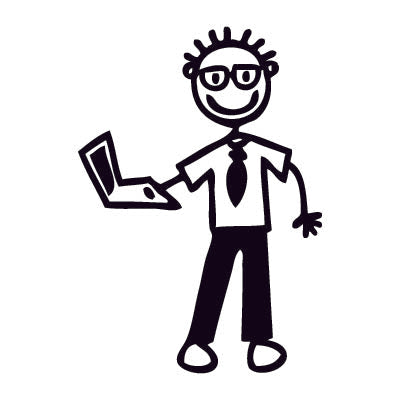 Papà con computer - Adesivi Famiglia