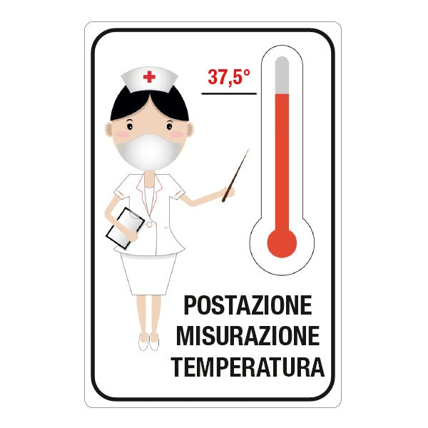 Cartello "Postazione misurazione temperatura"