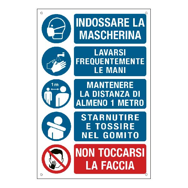 Cartello con prescrizioni per i lavoratori per prevenire il contagio