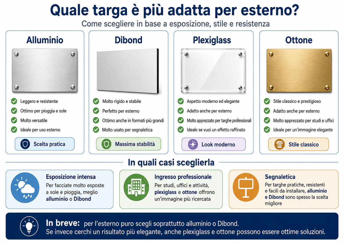Quale targa è più adatta per esterno?