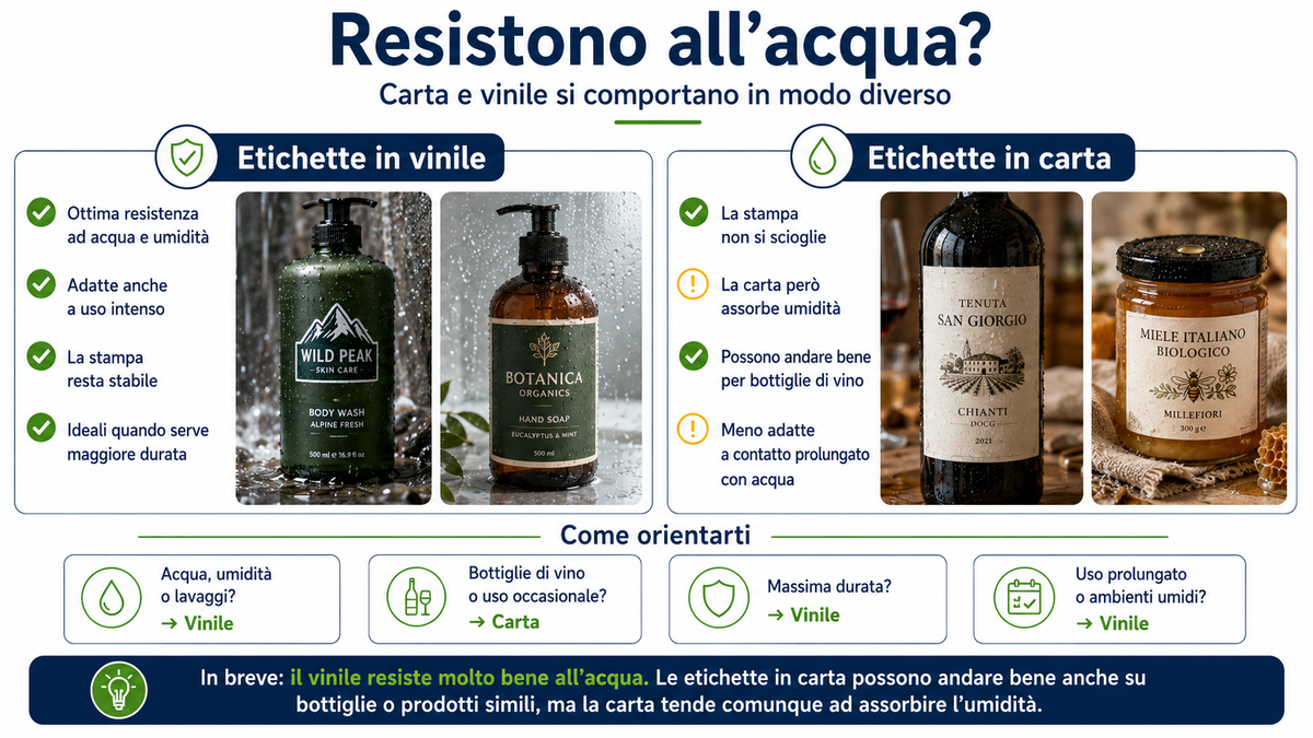 Le etichette resistono all'acqua?