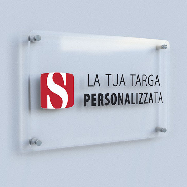 Targa plexiglass orizzontale con smussi