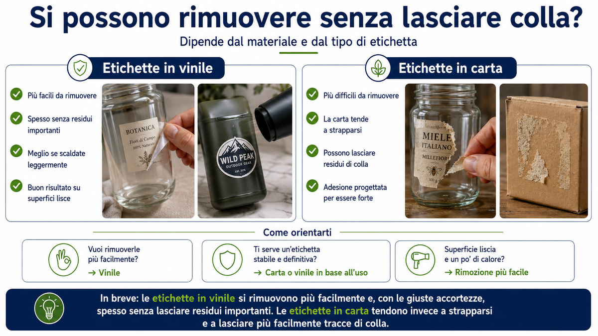 Le etichette si possono rimuovere senza lasciare colla?