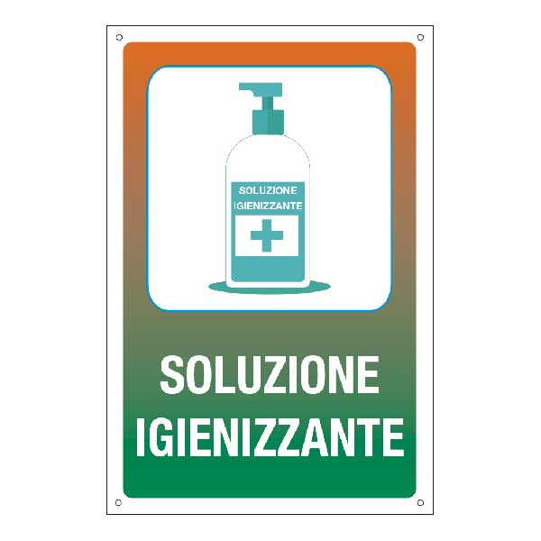 Cartello "Soluzione igienizzante"
