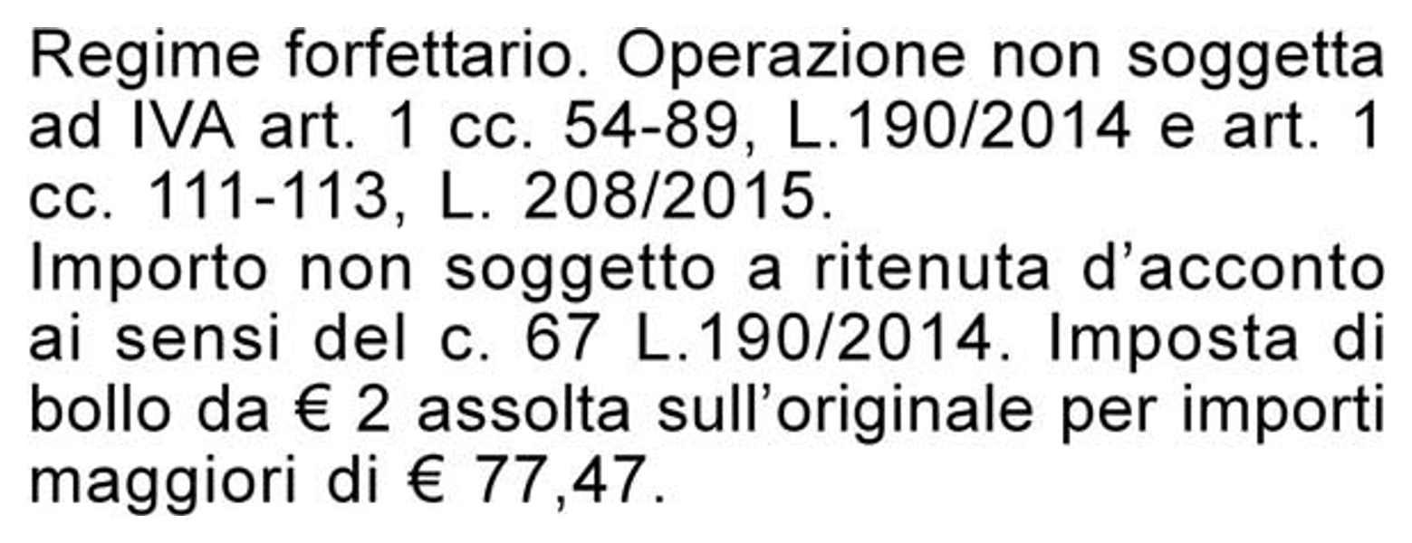 Timbro per nuovo regime forfettario ed imposta di bollo assolta
