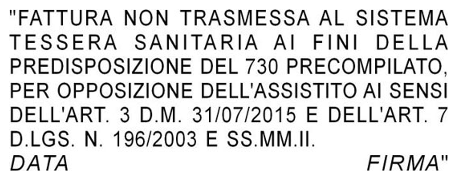 Timbro per opposizione alla trasmissione al sistema TS (medio)