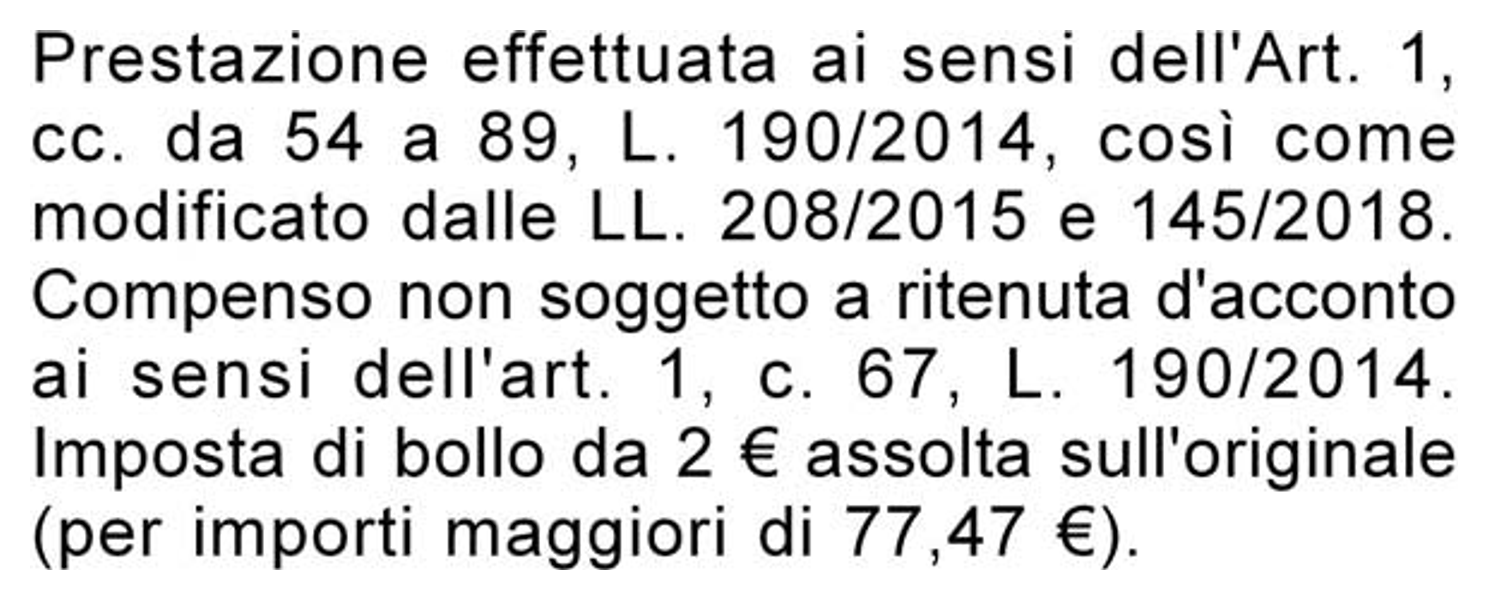 Timbro per prestazione con compenso non soggetto a ritenuta d'acconto