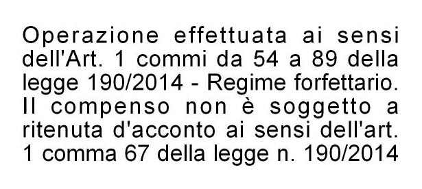 Operazione effettuata ai sensi dell'Art. 1 commi da 54 a 89 della legge 190/2014