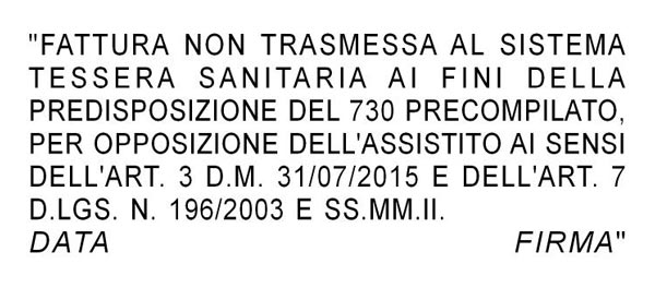 Timbro per opposizione alla trasmissione al sistema TS (medio)