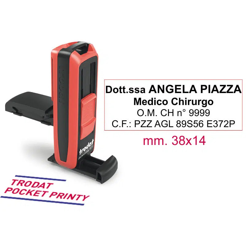 Timbro tascabile Trodat Pocket Printy 9511 - 38x14 mm