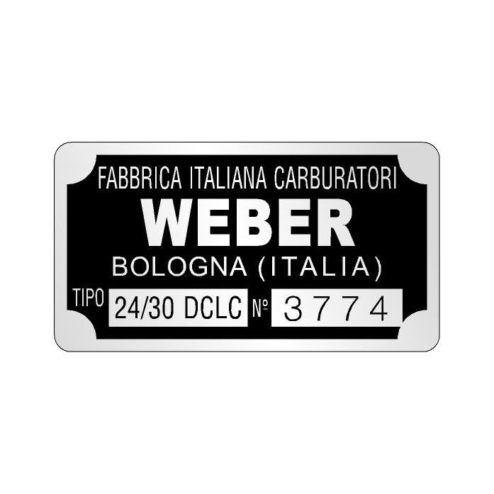 Targhetta WEBER per carburatore