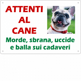 Cartello 100% PERSONALIZZABILE "Attenti al cane" - 25x12,5 cm