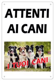 AC016 - "Attenti ai cani" con foto personalizzata