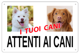 AC018 - "Attenti ai cani" con foto personalizzata